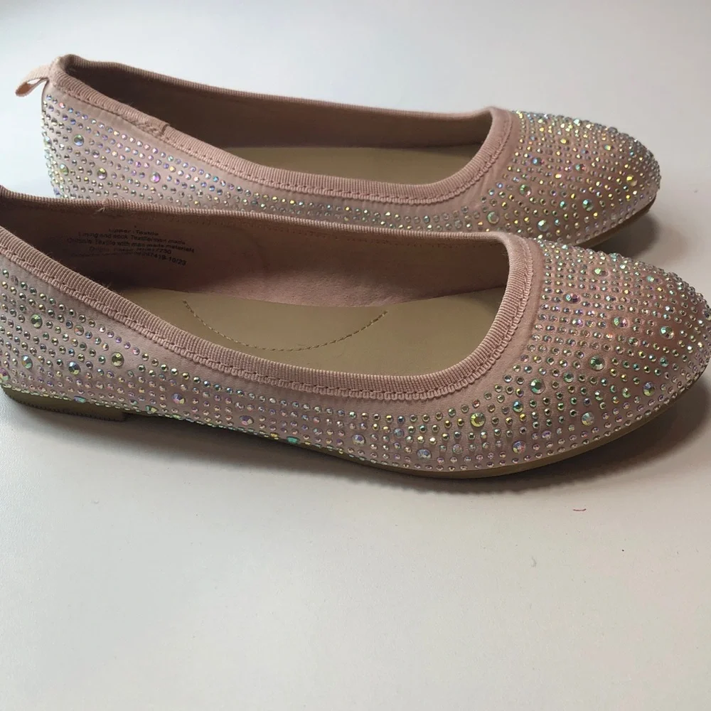 Elegant Pastel Pink Rhinestone Glitter Ballet Flats Cat & Jack size 1 EUC